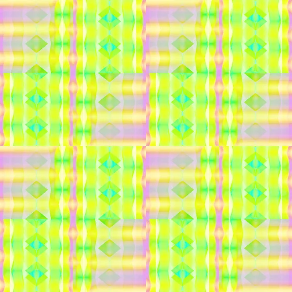 抽象的な幾何学的な背景 正規のダイヤモンド パターンの黄色 ライト グリーン 紫の波線と垂直方向に — ストック写真