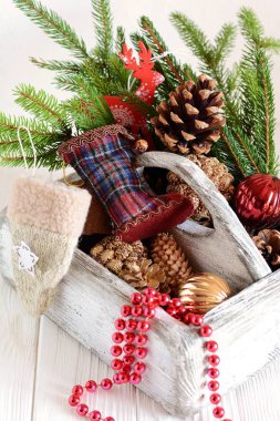 Noel ve yeni yıl. Noel dekorasyonları için bir Noel ağacı. Tatil. Tatil dekorasyon