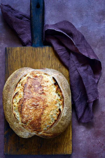 Pane Campagna Appena Sfornato Fatto Casa Base Grano Farina Integrale — Foto Stock