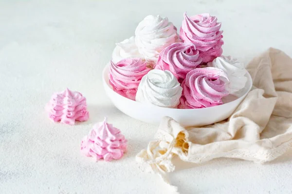Marshmallow Mele Bacche Dolci Fatti Casa Piatto Bianco Dolci Sani — Foto Stock