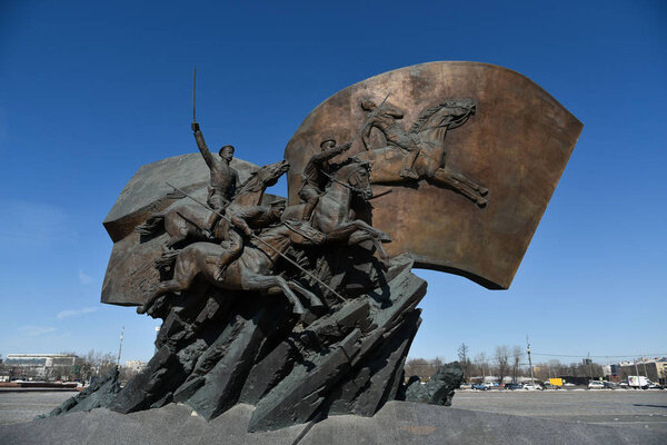 Moscow, Russia - 30 Mar, 2018: Monument to heroes of World War I at Poklonnaya Hill in Victory Park.