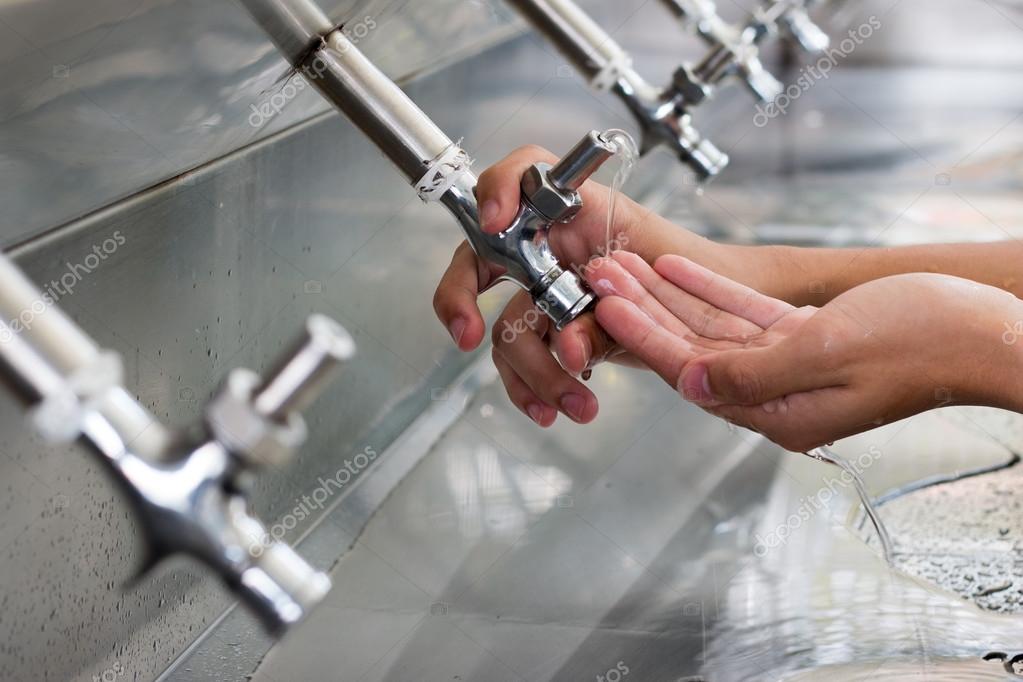 Water cooler for drink use in school. Water taps of drinking water