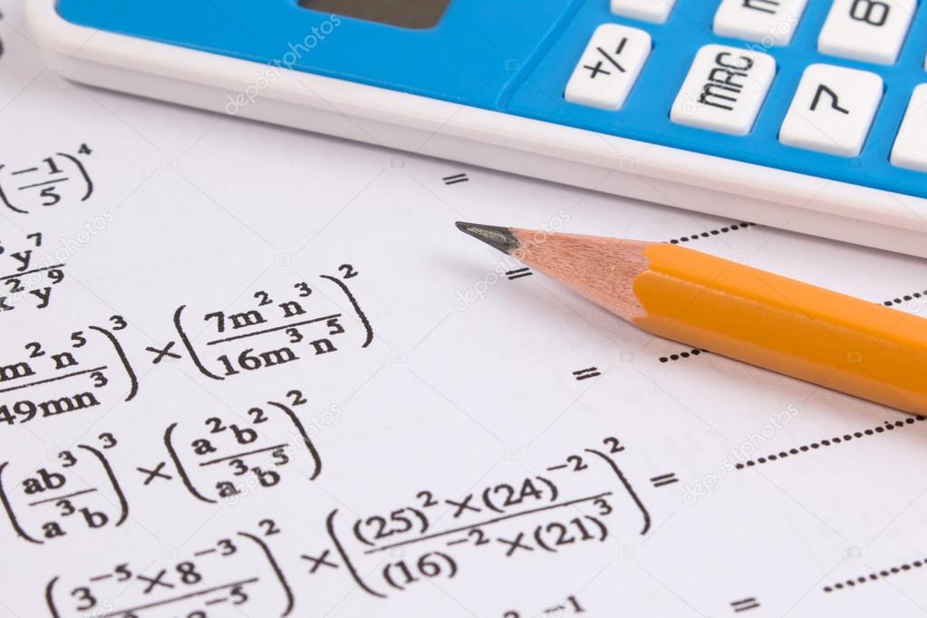 Mathematics, Math Equations close-up. Math homework or math exams.