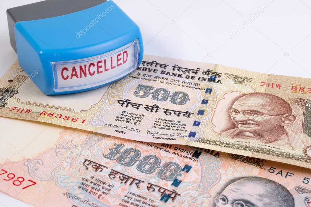 India rupee 500 and 1000 banknote declared illegal. India canceled banknote.