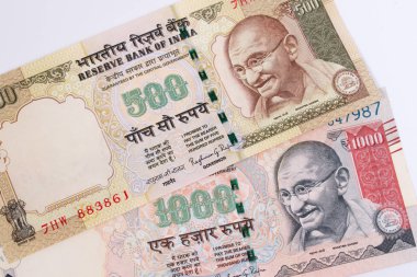 Hindistan Rupisi 500 ve 1000 banknot.