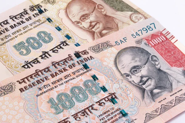 Indische Rupie 500 und 1000 Banknoten. — Stockfoto