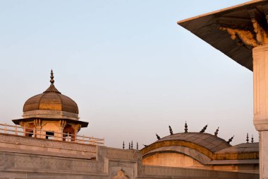 Ünlü kırmızı kale kule surlarının Agra Fort, Hindistan kubbe