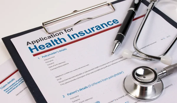 Application form for health insurance. Health insurance claim concept.