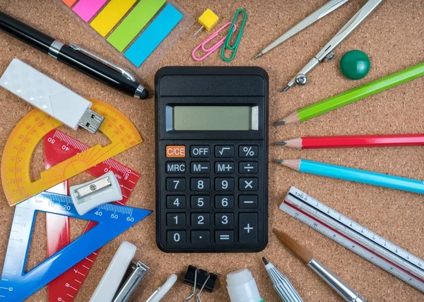 Papelería Educación Para Clase Matemáticas Escuela Equipos Matemáticos Herramientas Matemáticas — Foto de Stock