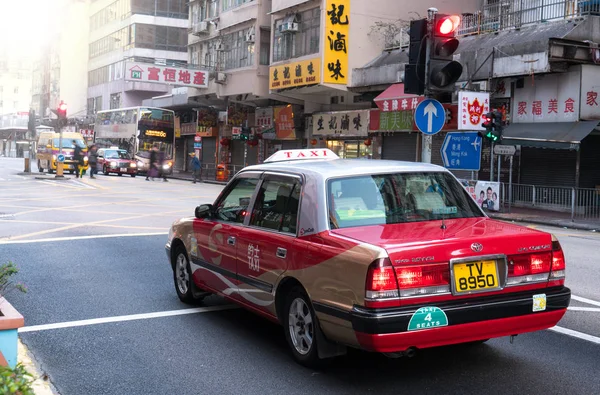Hong Kong China March 2018 Hong Kong Red Taxi Red — Stock Photo, Image