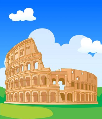 Büyük Kolezyum, Roma, İtalya. Vektör çizim.