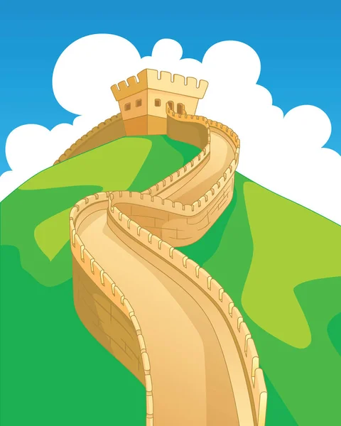 Велика Китайська стіна Китай, визначні пам'ятки. Векторні ілюстрації — стоковий вектор