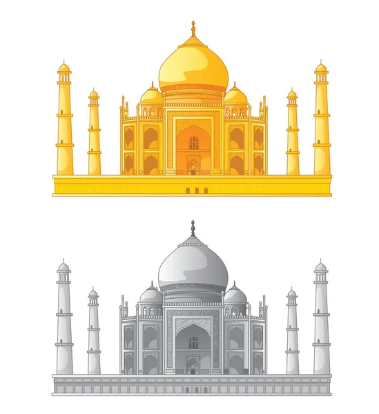 Taj Mahal Hindistan'da. Vektör çizim