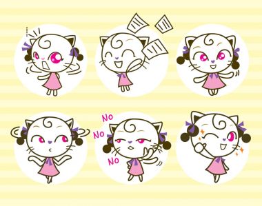 Sevimli kedi çizgi kümesi. Vektör çizim