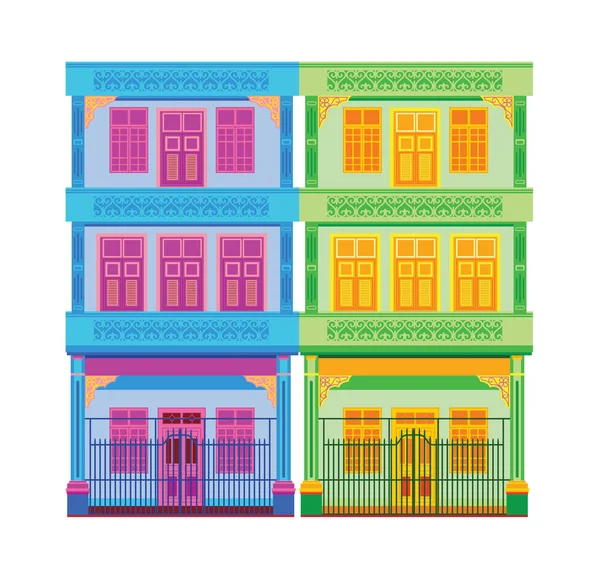 Vieilles villes avec plein de couleurs — Image vectorielle