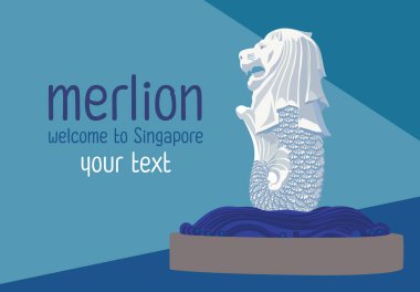 Merlion bir dönüm noktası Singapur, vektör tasarımı