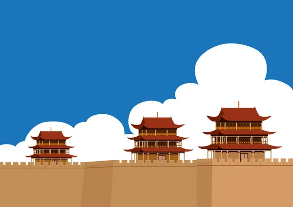 JiaYuGuan La Gran Muralla de China — Vector de stock