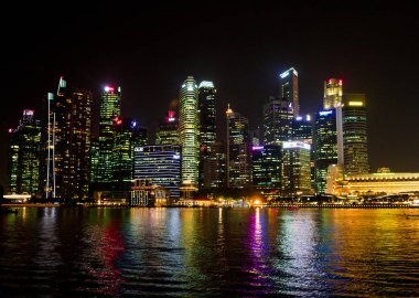 Singapur Singapur manzarası, gece