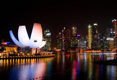 Singapur Singapur manzarası, gece