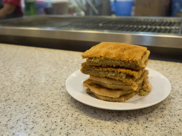 Singapore Breakfast called Kaya Toast, Coffee bread and Half boi — Stok Foto