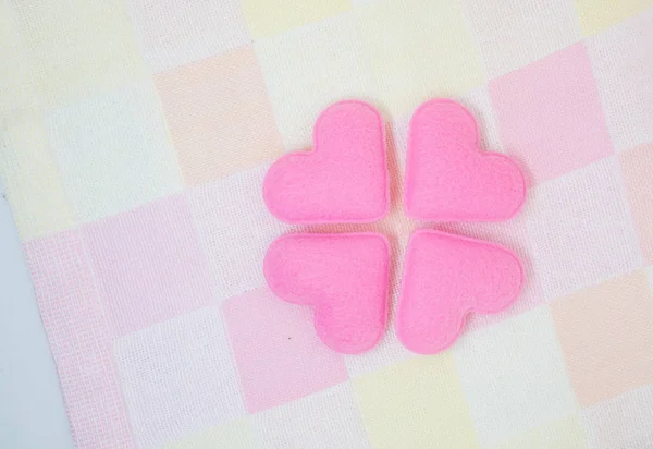 Pastel pink heart on sweet love background — Stock Photo, Image