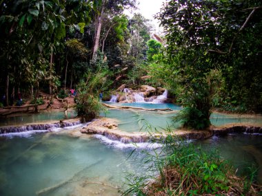 Luang Prabang, Kuzey Laos yakınlarındaki Kuang Si Şelalesi: Şubat 