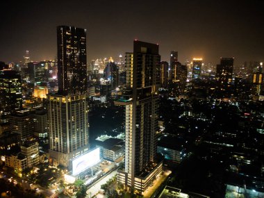 gece lignt Bangkok şehir, Bina noktasından görünümü