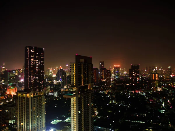 Νύχτα lignt της Μπανγκόκ πόλης, άποψη από το κτίριο — Φωτογραφία Αρχείου