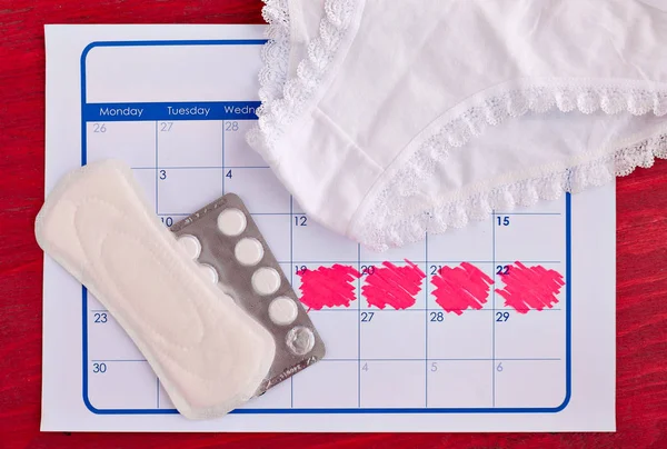 Le calendrier pour le comptage des menstruations — Photo