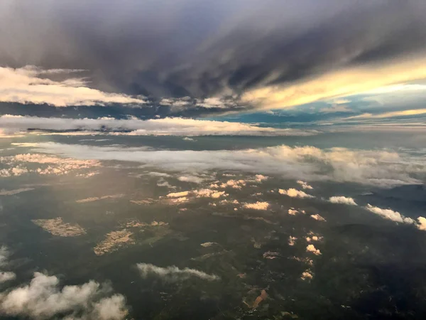 Sky Cloud through aircraft window — Stock Photo, Image