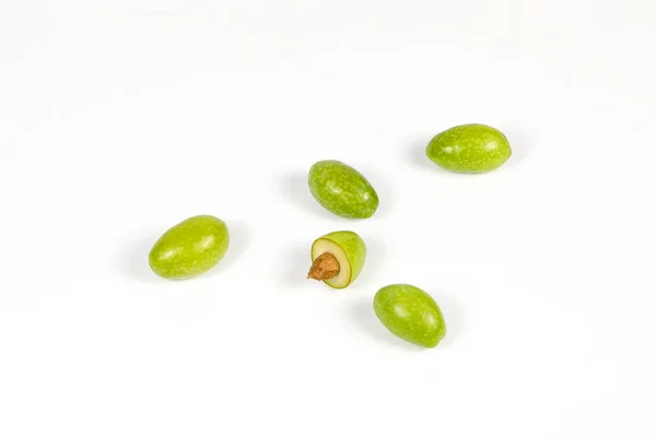 Zelené syrové mladé olivová — Stock fotografie