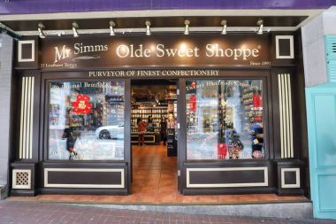 Hong Kong-18 Şubat 2018-Bay Simms Olde tatlı Shoppe olduğunu bir st
