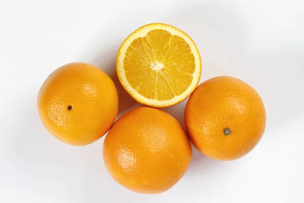 Πορτοκαλί Φρούτα πάνω όψη λευκό φόντο — Φωτογραφία Αρχείου