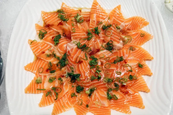 Marinated Salmon Shashimi Ice Buffet — Stock Photo, Image