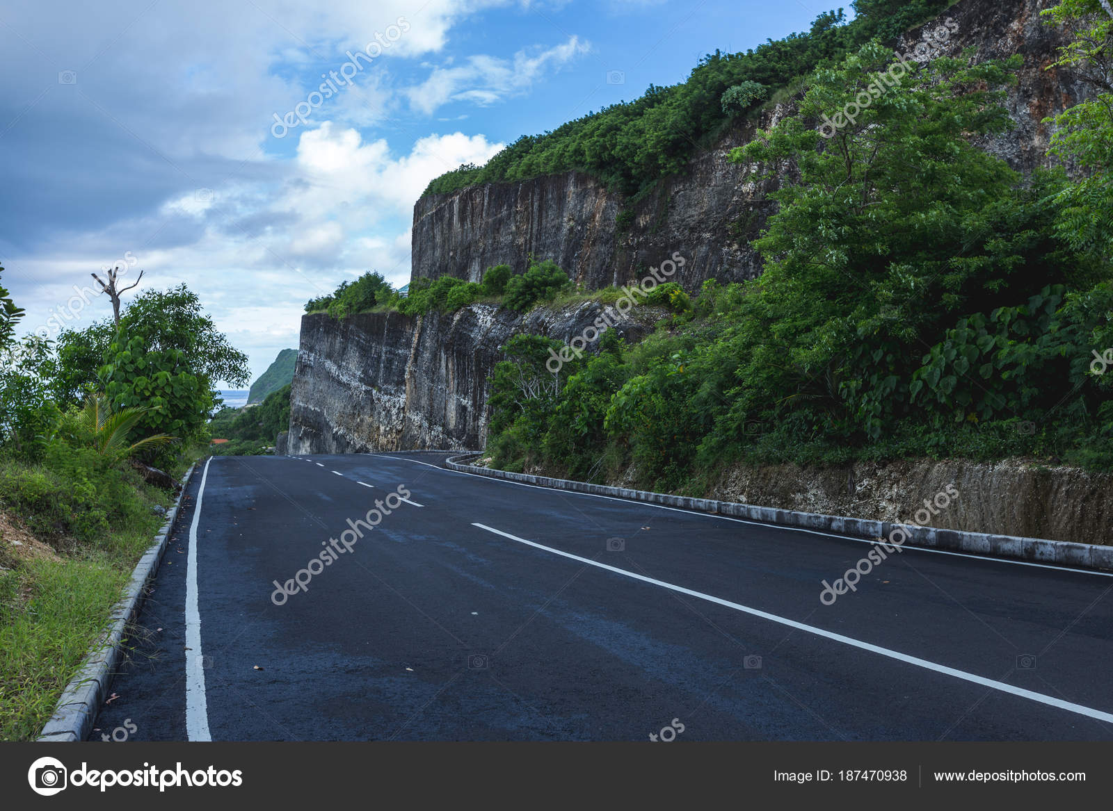 Mountain Road Above High Cliff At Melasti Beach Ungasan At