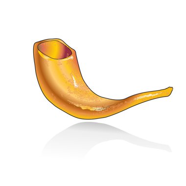 Shofar (horn) Rosh Hashanah (Yahudi yeni yılı). Dini sembol. Eski stil. Elle çizilmiş, suluboya. Rosh Hashana, Sukkot, Shofar, Yahudi, Shana Tova, Yahudi tatil, Yahudi yeni yılı, Tevrat, 2018 Yom Kippur, 5779 Kudüs, Tehillim, ses sukkot