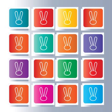 Tebrikler düğmeleri, simgeleri renkli set zafer işareti simgeleri imzala. Bilgisayarlar etiket zafer işareti, tebrikler iş, el işareti kart, Tebrikler, kazanmak işareti, kazanan işaret, başarı el işareti, şampiyon işareti simgesi, işareti ödülü spor sembolleri vektör