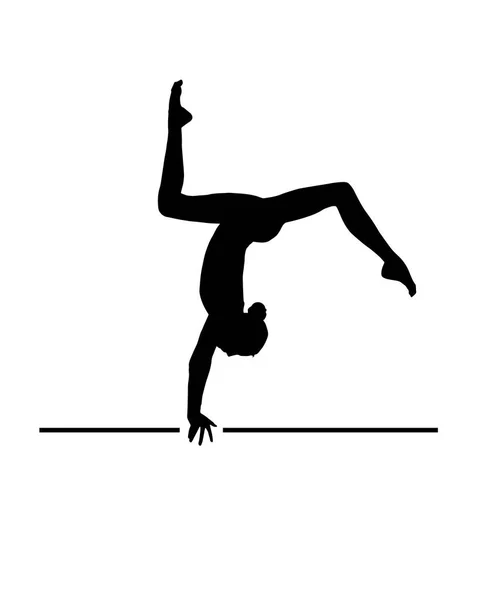 体操运动员的女孩剪影孤立在白色背景上。年轻女子体操的横幅。矢量的舞蹈。舞者。奥林匹克运动员体操，体操地板、 设备学校、 游泳池、 健身运动 — 图库矢量图片