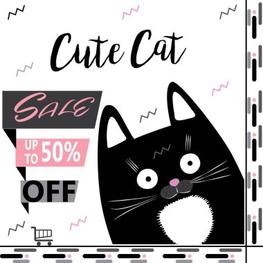 Şirin kedi ile satış indirim banner. Kedi satılık. Kedi simgesi arka plan. Ücretsiz kedi vektör. Şirin yavru kedi Pazar. Kedi kumaş baskı. Kedi afiş. Kedi siyah Cuma satışı, karalama defteri, kağıt. Kedi hediye. Güzel kedi. Kedi satılık. Kedi reklam. Yavru kedi Noel 2017