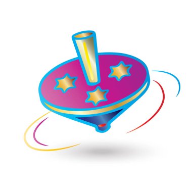 Hanuka Festival ışıklar Spinning top. Hanuka iplik üst simge. Hanukkah. Topaç Yahudiler tarafından kullanılan her tarafında bir İbranice mektup ile bir küçük dört kenarlı iplik üst. Beyaz arka plan üzerinde Yahudi Hanuka Bayramı sembolü izole iplik