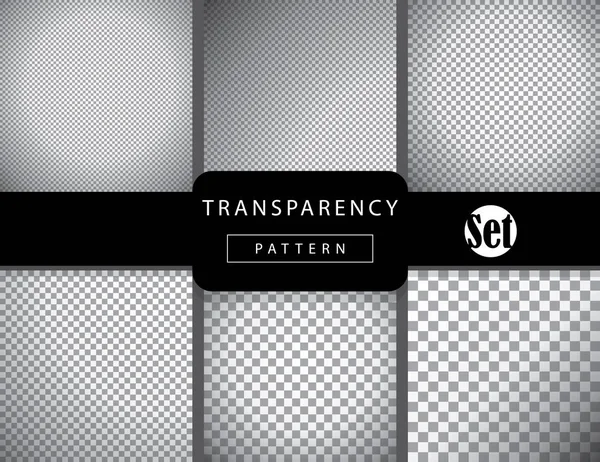 Conjunto de padrão transparente. Conjunto de fundo transparente. Papel de parede transparência. Textura transparente para design gráfico. Ilustração vetorial de padrão transparente. Efeito de luz transparente . — Vetor de Stock