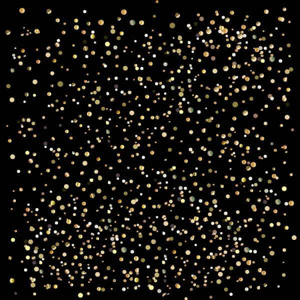 Confetti. Confetti oro aislado en negro. Navidad. Fondo de brillo. Patrón de Navidad brillo con fiesta de oro brillante brilla confeti sobre fondo negro. Fuegos artificiales de oro. Vector Feliz Navidad y Año Nuevo. Magia de cumpleaños 2017 — Vector de stock