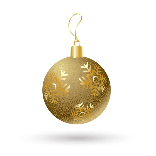 Bola de Navidad. Glitter bola de oro de Navidad con copos de nieve aislados sobre fondo blanco. Tarjeta vectorial para Feliz Navidad y Año Nuevo. Signo de bola dorada. Bola de Navidad. Símbolo de Año Nuevo 2022 — Vector de stock