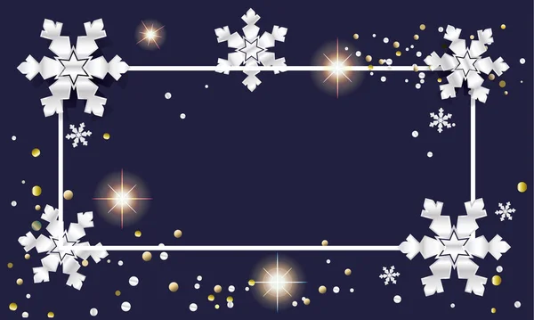 Καλά Χριστούγεννα και Ευτυχισμένο το Νέο Έτος φόντο ευχετήρια κάρτα με λάμψη, ασημένια νιφάδες χιονιού, κομφετί. 2022 Χριστουγεννιάτικη διακόσμηση φως αποτέλεσμα. Διανυσματική κάρτα. Χειμερινές διακοπές πλαίσιο υπογράψει κενό banner πρότυπο σελίδα, γενέθλια, καρναβάλι, παιδιά κόμμα προσκαλούν — Διανυσματικό Αρχείο