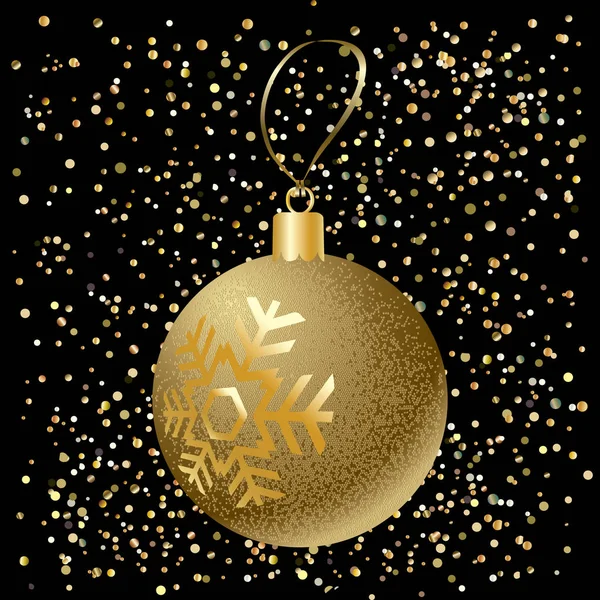 Μπάλα Χριστούγεννα χρυσό μπάλα Glitter Χριστούγεννα μπάλα με νιφάδες χιονιού και εορταστική φωτεινό αστράφτει κομφετί σε μαύρο φόντο Διάνυσμα Χρυσή μπάλα για Καλά Χριστούγεννα και Πρωτοχρονιά Διακοπές 2022 Ball tag σημάδι εικονίδιο αυτοκόλλητο πρότυπο αντίγραφο χώρο για κείμενο κενό σελίδα — Διανυσματικό Αρχείο