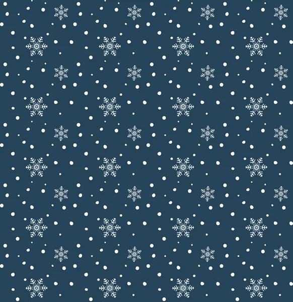 Feliz Navidad y Feliz Año Nuevo tarjeta de felicitación de fondo con la caída de copos de nieve, nieve, nevadas. Decoración de Navidad. Patrón de vacaciones de invierno sin costuras. Ilustración vectorial. Nieve de dibujos animados . — Vector de stock