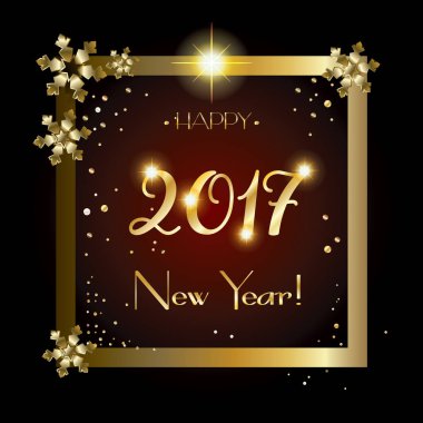 Vektör neşeli Noel ve mutlu yeni yıl 2017 lüks tebrik kartları ile kar, çam ağacı, ışıltı, kar taneleri, Noel top, etkisi, altın öğe hafifletmek. Noel dekorasyonu. Lüks süsleme. Kış tatili poster.