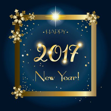 Vektör neşeli Noel ve mutlu yeni yıl 2017 lüks tebrik kartları ile kar, çam ağacı, ışıltı, kar taneleri, Noel top, etkisi, altın öğe hafifletmek. Noel dekorasyonu. Lüks süsleme. Kış tatili poster.