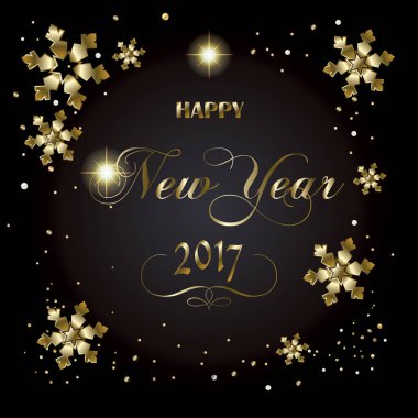 Vektör neşeli Noel ve mutlu yeni yıl 2017 lüks tebrik kartları ile kar, çam ağacı, ışıltı, kar taneleri, Noel top, etkisi, altın öğe hafifletmek. Noel dekorasyonu. Lüks süsleme. Kış tatili poster.