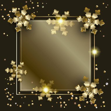 Vektör lüks çerçeve için kar, çam ağacı, ışıltı, kar taneleri, Noel top, neşeli Noel ve mutlu yeni yıl 2017 kartpostal arka plan rengini etkisi, altın öğe. Noel dekorasyonu. Lüks süsleme. Kış tatili poster.